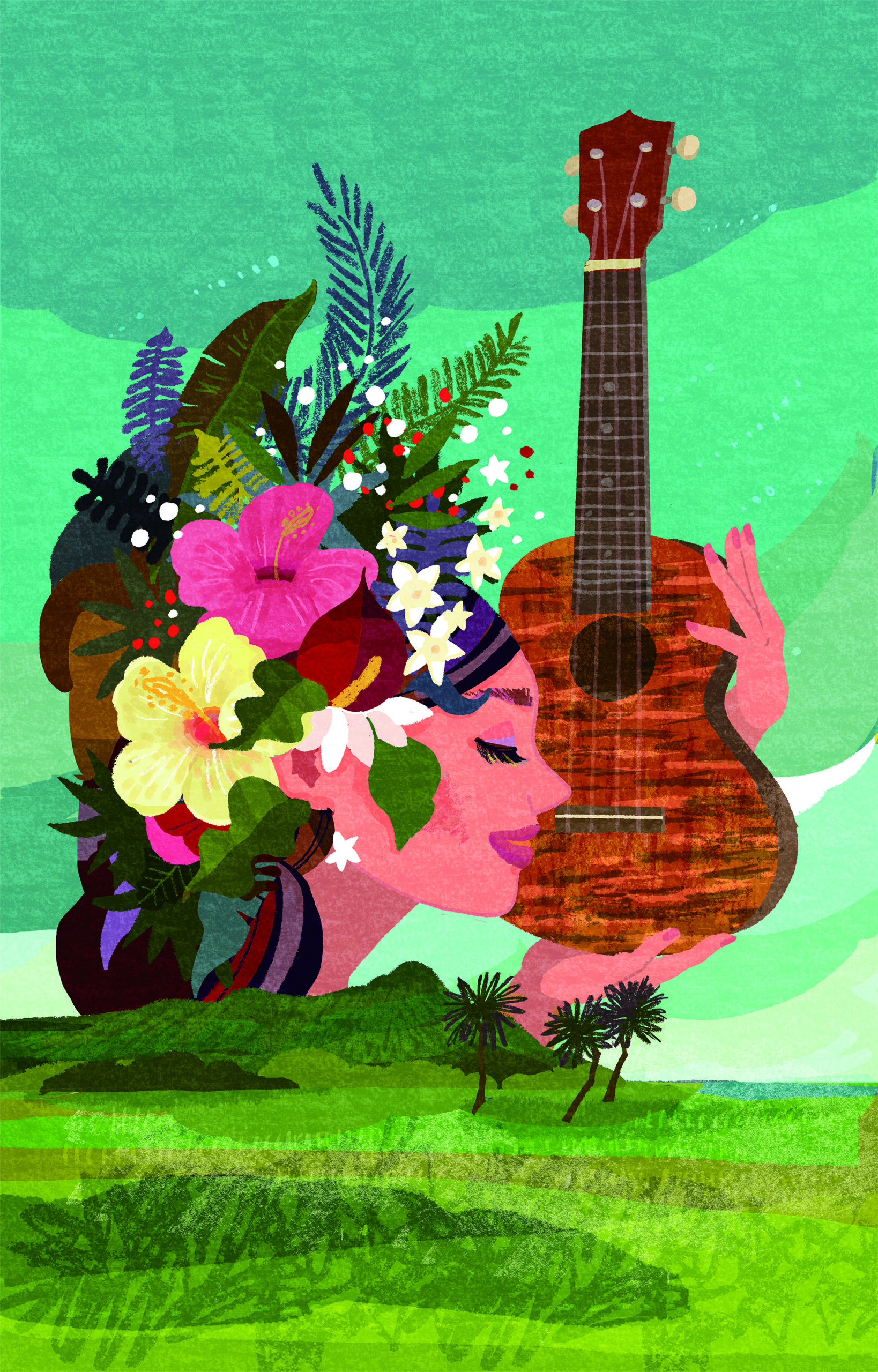 ヴィンテージ　ハワイ　Hawaii土産　絵画　ウクレレ　フラ ヴィンテージ Hawaii土産 絵画 ウクレレ フラ （ヴィンテージ
